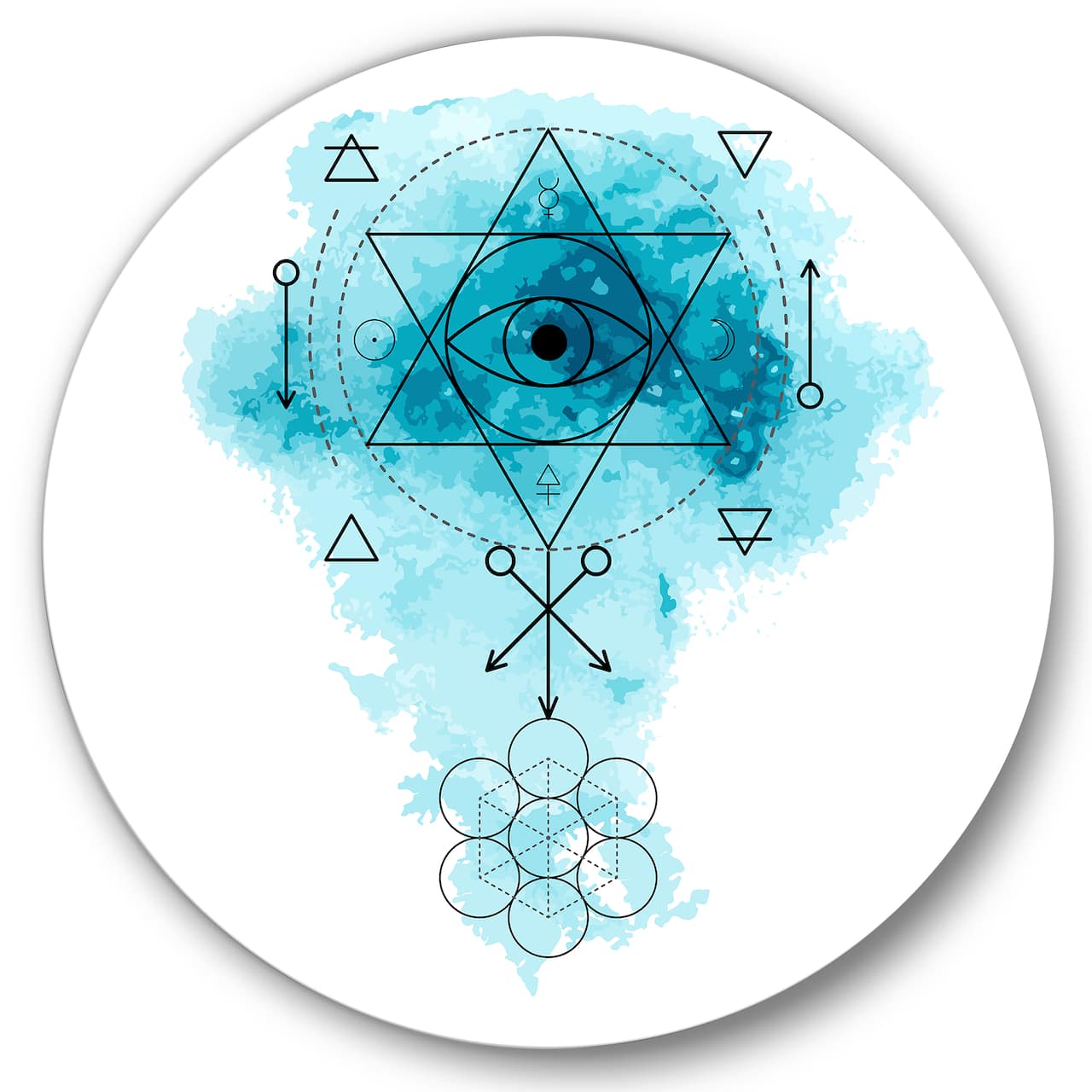 Designart - Symbol of Alchemy and Sacred Geometry II - Bohemian & Eclectic Metal Circle Wall Art